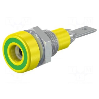 Socket | 2mm banana | 10A | 23mm | yellow-green | insulated | 60VDC