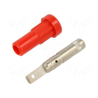 Socket | 2mm banana | 10A | 30VAC | 60VDC | red | on panel | insulated