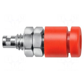Socket | 2mm banana | 10A | 33VAC | 70VDC | red | insulated | -40÷110°C