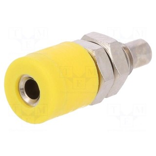 Socket | 2mm banana | 10A | 33VAC | 70VDC | yellow | insulated | -40÷110°C