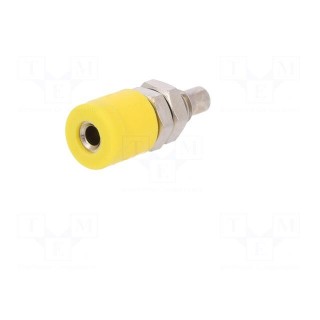 Socket | 2mm banana | 10A | 33VAC | 70VDC | yellow | insulated | -40÷110°C
