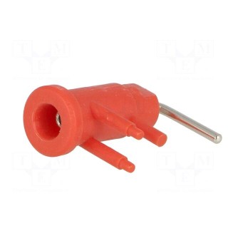 Socket | 2mm banana | 10A | 600V | 19.5mm | red | Mounting: soldered | 7mΩ