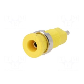 Socket | 2mm banana | 10A | 600V | 25mm | yellow | insulated | 5mΩ