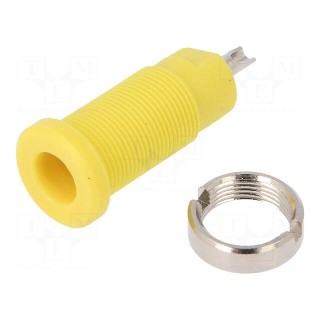 Socket | 2mm banana | 10A | 600V | 25mm | yellow | insulated | 5mΩ