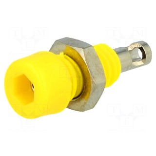 Socket | 2mm banana | 10A | 60VDC | Overall len: 17mm | yellow | 5mΩ
