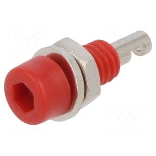 Socket | 2mm banana | 10A | red | on panel,screw | insulated | -20÷80°C