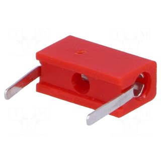 Socket | 2mm banana | 6A | 10.25mm | red | Mounting: PCB | insulated | 6mΩ