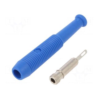 Socket | 2mm banana | 6A | 60VDC | Overall len: 39mm | blue | on cable