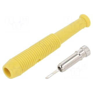 Socket | 2mm banana | 6A | 60VDC | Overall len: 39mm | yellow | on cable