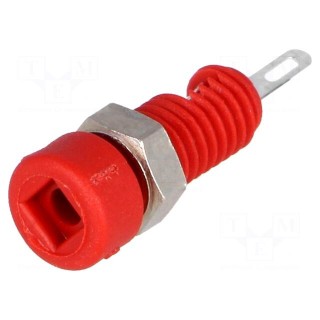Socket | 2mm banana | 6A | Overall len: 21mm | red | insulated
