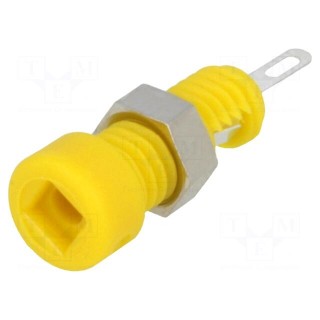 Socket | 2mm banana | 6A | Overall len: 21mm | yellow | insulated