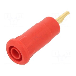 Socket | 2mm banana | Overall len: 28mm | red | soldered | insulated