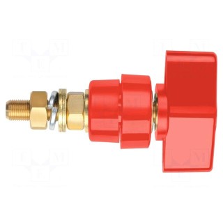 Laboratory clamp | red | 1kVDC | 100A | on panel,screw | brass | 81mm
