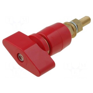 Laboratory clamp | red | 1kVDC | 200A | on panel,screw | brass | 143mm