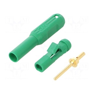 Connector: 1,5mm banana | plug | green | Connection: soldered | 0.5mm2