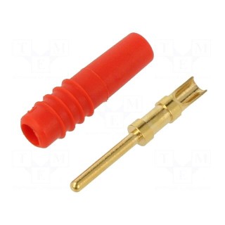 Connector: 1mm banana | plug | red | 60VDC | 6A | Connection: soldered