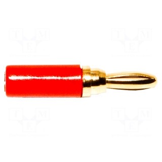 Connector: 3mm banana | plug | red | 1kVDC | 5A | soldered | -50÷105°C