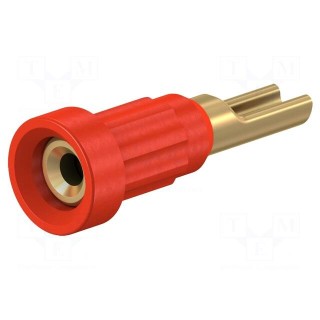 Connector: socket 1mm | red | 20A | soldered | Type: insulated | 11.2mm