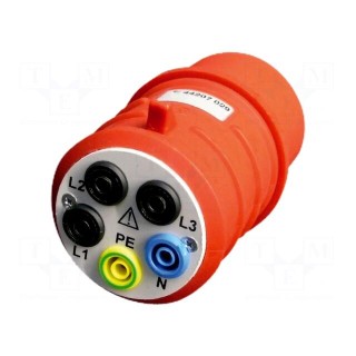 Three-phase adapter | 32A | CEE plug x5,socket 4mm