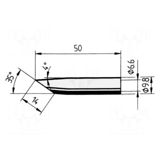 Tip | conical sloped | 14mm | for  soldering iron