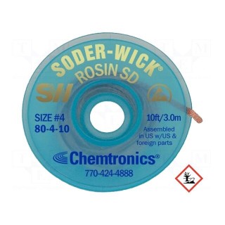 Tape: desoldering | halide-free,rosin,ROL0 | W: 2.8mm | L: 3m | ESD