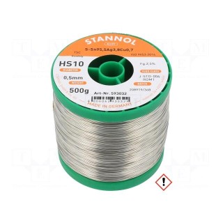 Soldering wire | Sn95,5Ag3,8Cu0,7 | 0.5mm | 0.5kg | lead free | 217°C