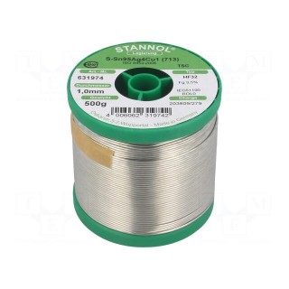 Soldering wire | Sn95,5Ag3,8Cu0,7 | 1mm | 0.5kg | lead free | 217°C