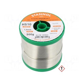 Soldering wire | Sn95,5Ag3,8Cu0,7 | 1mm | 0.5kg | lead free | 217°C