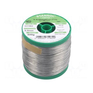 Soldering wire | Sn95,5Ag3,8Cu0,7 | 500um | 0.5kg | lead free | 217°C