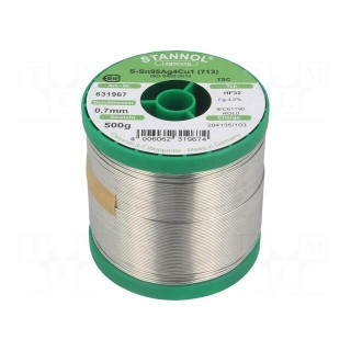 Soldering wire | Sn95,5Ag3,8Cu0,7 | 0.7mm | 0.5kg | lead free | reel