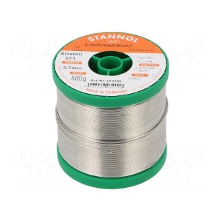 Soldering wire | Sn95,5Ag3,8Cu0,7 | 700um | 0.5kg | lead free | reel