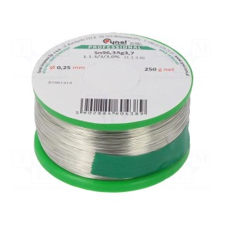 Soldering wire | Sn96,3Ag3,7 | 0.25mm | 0.25kg | lead free | 3%