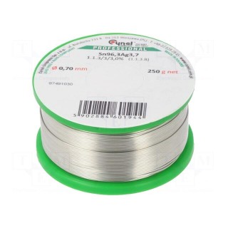 Soldering wire | Sn96,3Ag3,7 | 0.7mm | 0.25kg | lead free | 3%