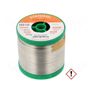Soldering wire | Sn96Ag4 | 1.5mm | 0.5kg | lead free | Package: reel