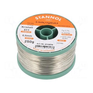 Soldering wire | Sn96,5Ag3Cu0,5 | 0.5mm | 0.25kg | lead free | reel