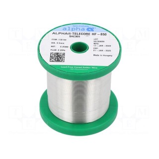 Soldering wire | Sn96,5Ag3Cu0,5 | 0.5mm | 250g | lead free | reel | 2.2%
