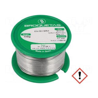 Soldering wire | Sn96,5Ag3Cu0,5 | 0.7mm | 0.1kg | lead free