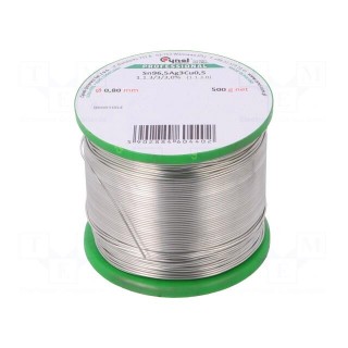 Soldering wire | Sn96,5Ag3Cu0,5 | 0.8mm | 500g | lead free | 217÷219°C