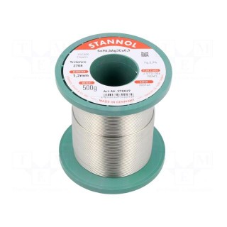 Soldering wire | Sn96,5Ag3Cu0,5 | 1.2mm | 500g | lead free | reel | 2.7%