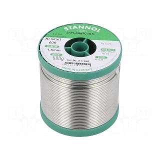 Soldering wire | Sn96,5Ag3Cu0,5 | 1.5mm | 500g | lead free | reel | 2.5%