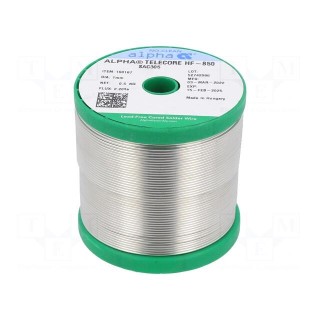 Soldering wire | Sn96,5Ag3Cu0,5 | 1mm | 500g | lead free | reel | 2.2%