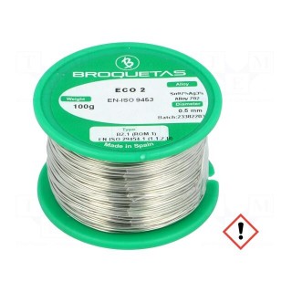 Soldering wire | Sn97Ag3 | 0.5mm | 100g | lead free | reel | 221°C
