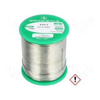 Soldering wire | Sn97Ag3 | 0.7mm | 0.25kg | lead free | Package: reel