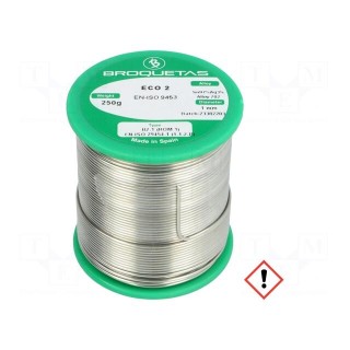 Soldering wire | Sn97Ag3 | 1mm | 0.25kg | lead free | Package: reel