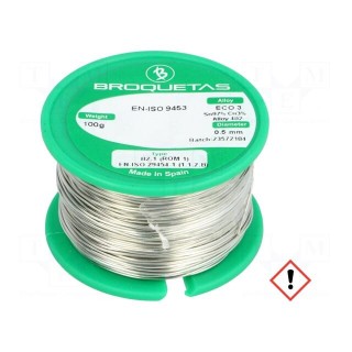 Soldering wire | Sn97Cu3 | 0.5mm | 100g | lead free | Package: reel