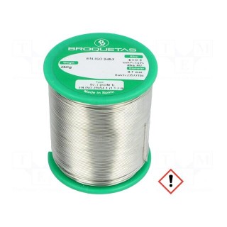 Soldering wire | Sn97Cu3 | 0.7mm | 250g | lead free | reel | 230°C