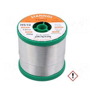 Soldering wire | Sn97Cu3 | 0.8mm | 0.5kg | lead free | reel | 227÷310°C