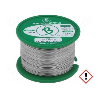 Soldering wire | Sn99,3Cu0,7 | 0.5mm | 0.1kg | lead free | reel | 220°C