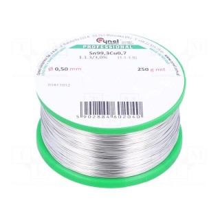 Soldering wire | Sn99,3Cu0,7 | 0.5mm | 250g | lead free | reel | 227°C
