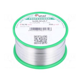 Soldering wire | Sn99,3Cu0,7 | 0.7mm | 250g | lead free | reel | 227°C
